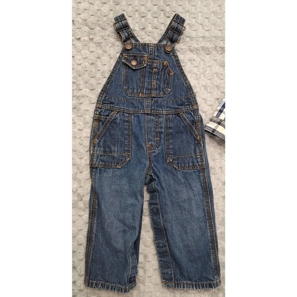 OshKosh B'Gosh  Baby Overalls Bibs Sz 12 Months Pants Long Sleeve Shirt 2 Pieces